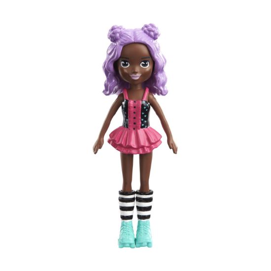 Picture of Mattel Polly Pocket Impulse Doll - Dark Skin Doll with Roller (HKV80)