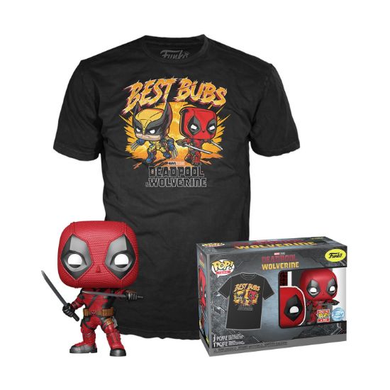 Picture of Funko Pop! & Tees (Adult): Deadpool & Wolverine - Deadpool & Wolverine Best Bubs Bobble-Head Vinyl Figure and T-Shirt (XL)