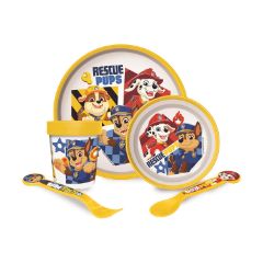 Picture of Stor: Paw Patrol Boy Rescue Pups 5 Pcs -Non Slip Bicolor Premium Set (Plate Bowl Tumbler 260 Ml & Cutlery) (81681)