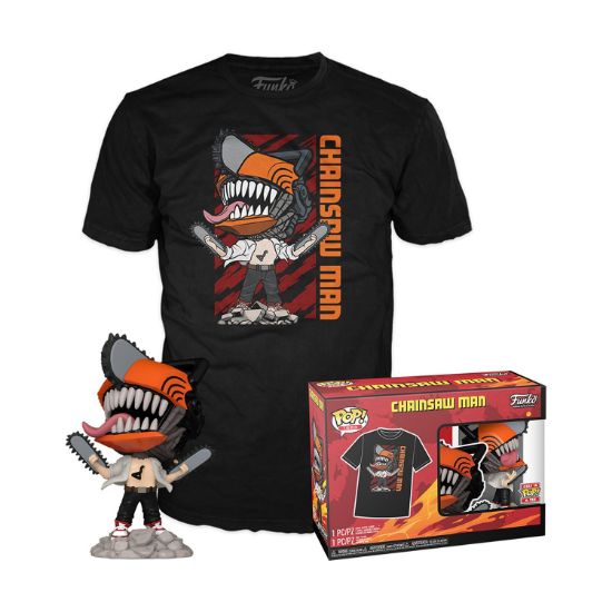 Picture of Funko Pop! & Tees (Adult): Chainsaw Man - Chainsaw Man Leaping Vinyl Figure & T-Shirt (S)
