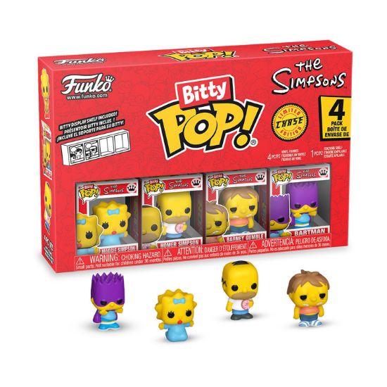 Picture of Funko Bitty Pop! 4-Pack: The Simpsons - Maggie Simpson, Homer Simpson, Barney Gumble, Bartman Vinyl Figures