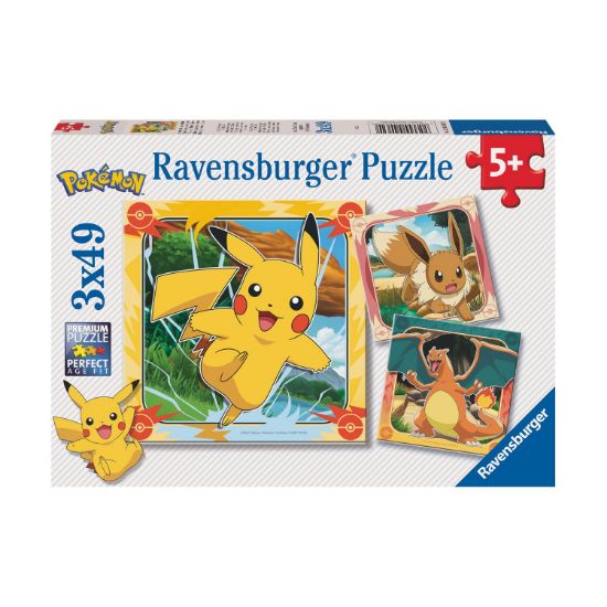 Picture of Ravensburger Puzzle: Pokemon - Pikachu, Charizard and Eevee! (3x49 pcs) (12004062)