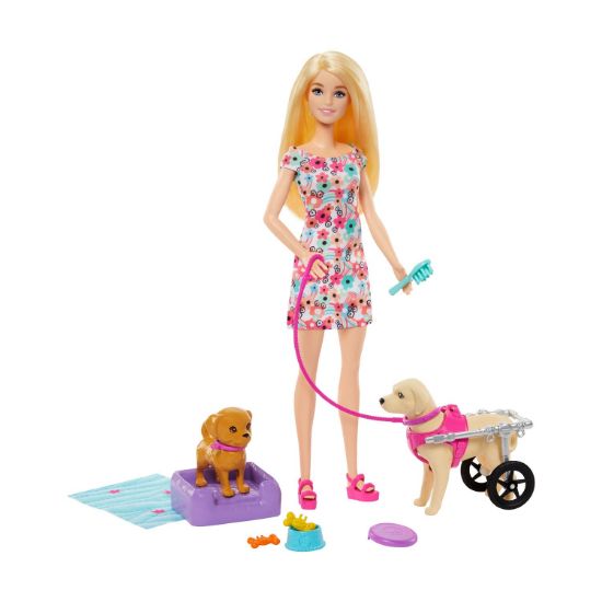 Picture of Mattel Barbie®: You Can Be Anything - Doll with Puppies and Pet Wheelchair Playset (HTK37)