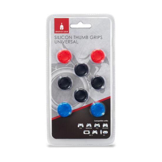 Picture of Spartan Gear - Silicon Thumb Grips Universal (8pcs - colour: 4pcs Black, 2pcs Red, 2pcs Blue)